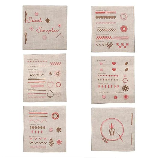 Tulip Embroidery Sampler Book Kit - Pink