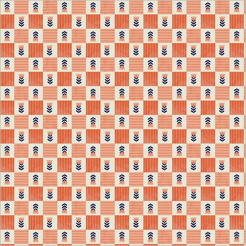 Folky Chicken: Tulip Check in Coral