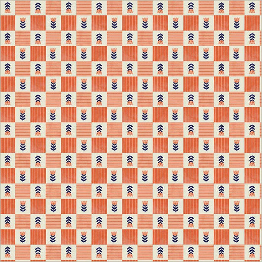 Folky Chicken: Tulip Check in Coral