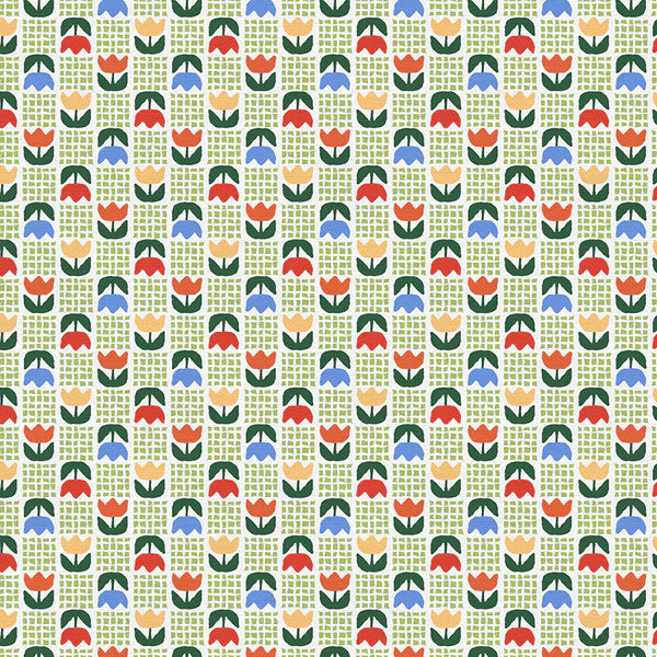 Cozy Cottage Blenders: Tulip Grid in Green & Red