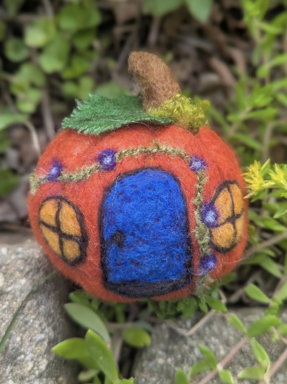 Needle Felted Pumpkin Fairy House w/ Holley