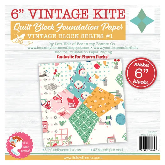 6" Vintage Kite Quilt Block Foundation Papers