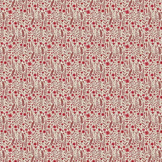 Petite Petals: Wildflowers in Red on White