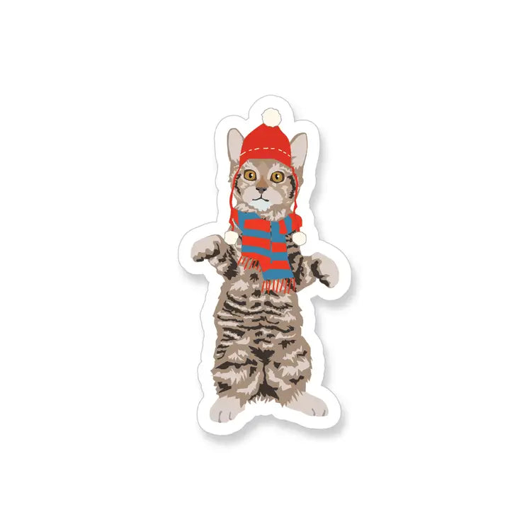 Winter Tiger Cat Vinyl Sticker