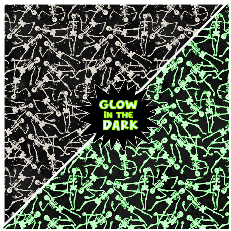 Toil and Trouble: Glow in the Dark Skeletons in Black