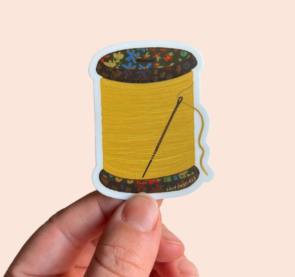 Yellow Spool of Thread Vinyl Sticker