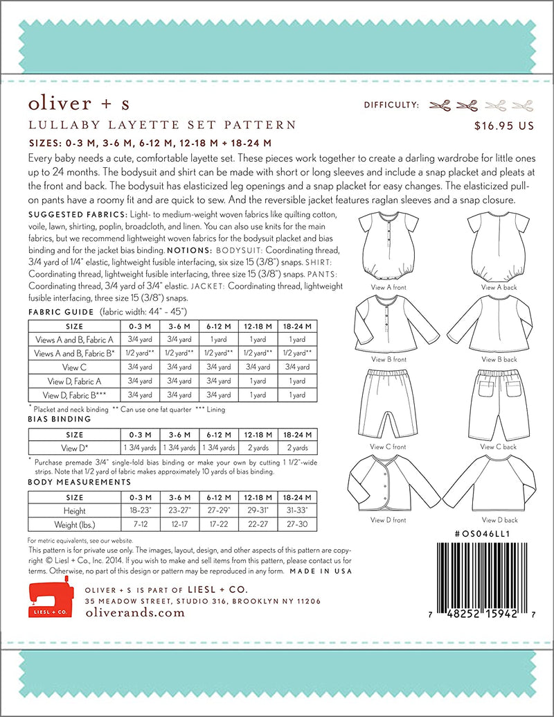 Oliver + S: Lullaby Layette Set Pattern