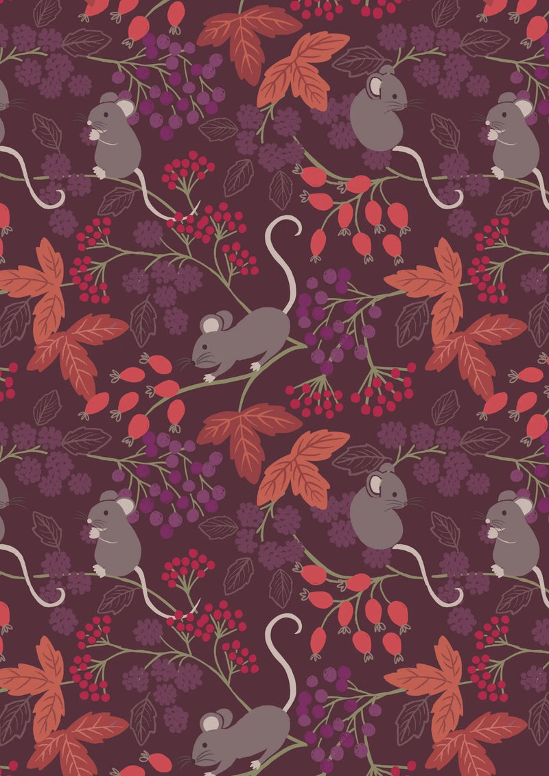 Autumn Fields...Reloved - Mice with Berries on Dark Berry