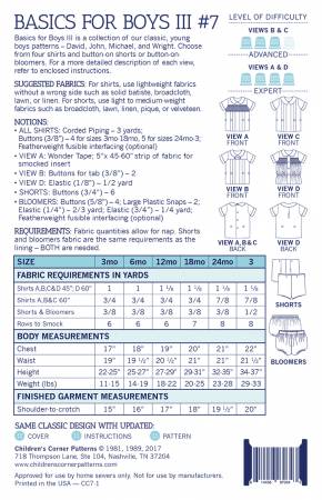 Children's Corner Patterns: Basics for Boys III