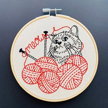 Embroidery Kit: Knittin' Kitten