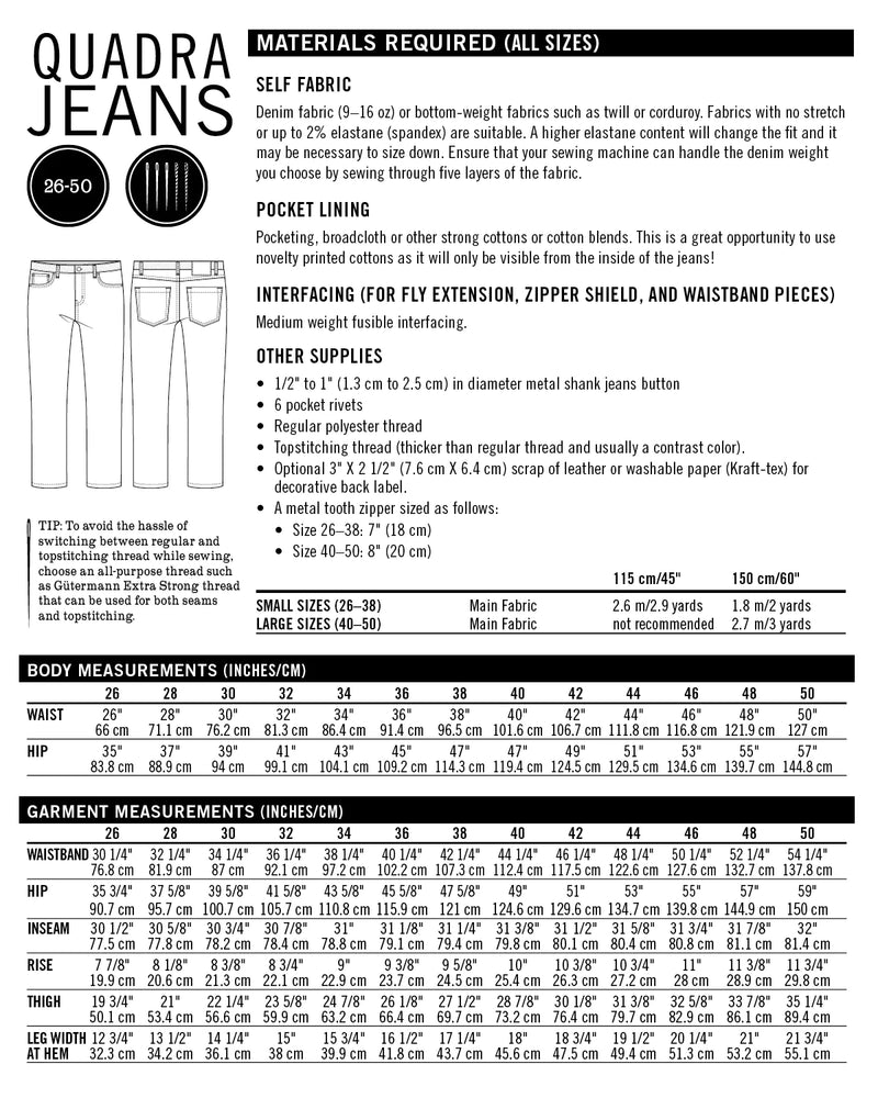 Thread Theory Quadra Jeans Pattern