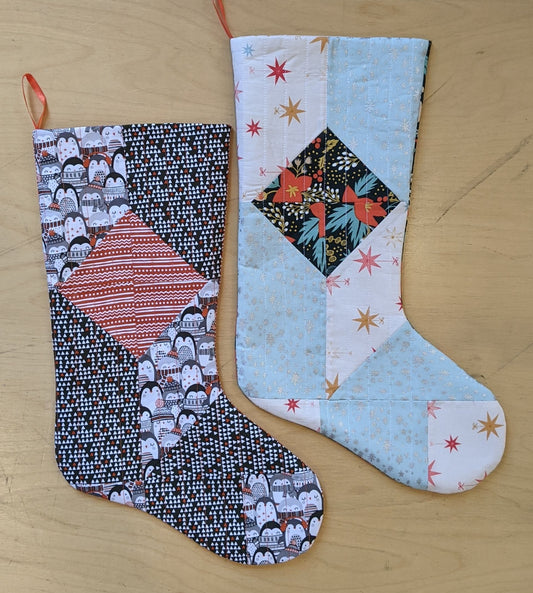 Quilted Patchwork Christmas Stocking w/ Kathy