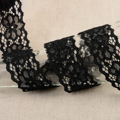 Elastic Floral Lace - 25mm Wide - Multiple Colors