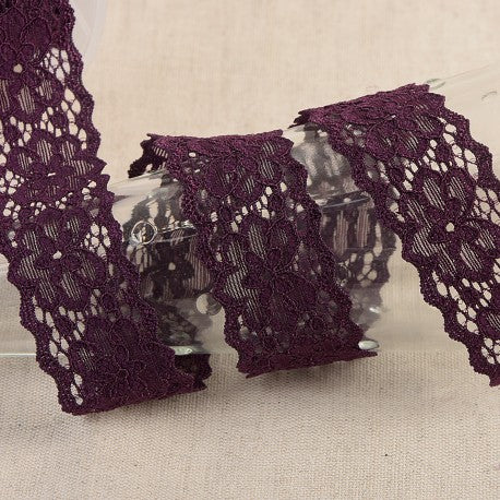 Elastic Floral Lace - 25mm Wide - Multiple Colors