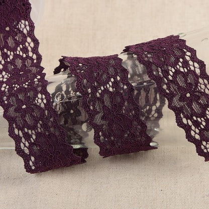 Elastic Floral Lace - 25mm Wide - Multiple Colors