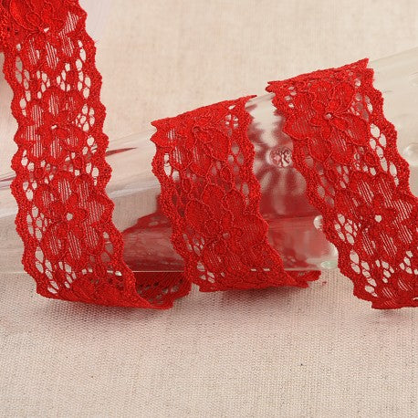 Elastic Floral Lace - 25mm Wide - Multiple Colors