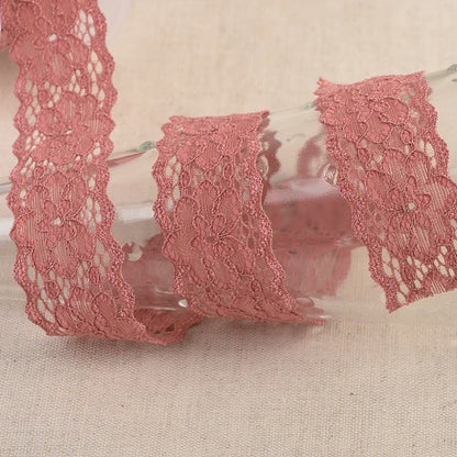 Elastic Floral Lace - 25mm Wide - Multiple Colors