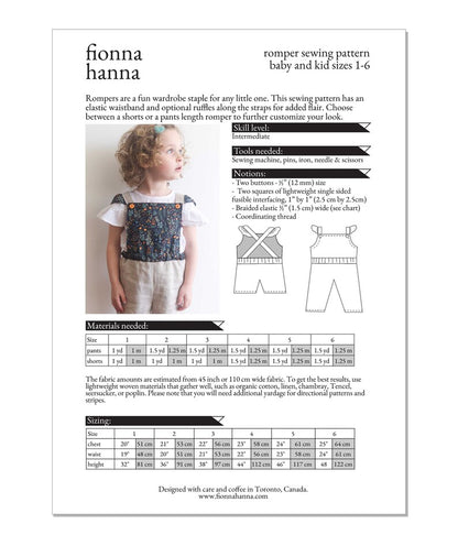 Ruffle Romper Sewing Pattern - Fionna Hanna