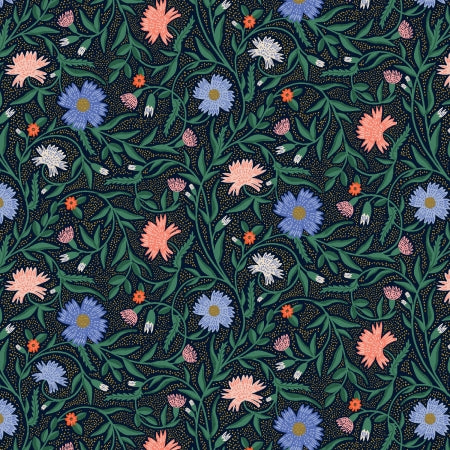 Vintage Garden: Aster in Navy Metallic