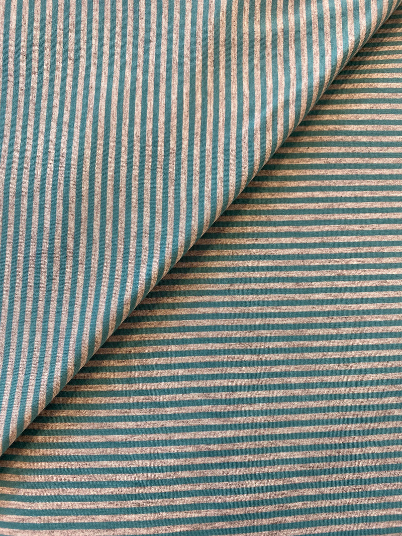 Rayon/Lycra Blend in Teal and Gray Stripe