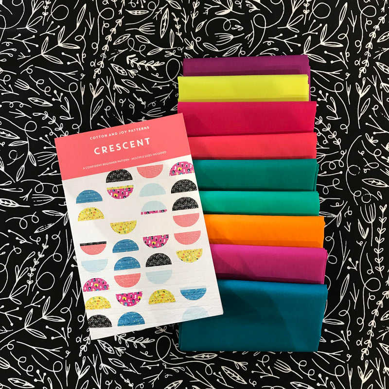 Crescent Quilt Pattern Kit - Solids on Black